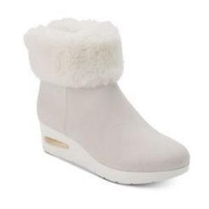 DKNY White Abri Faux Fur Suede Ankle fashion booties 6.5